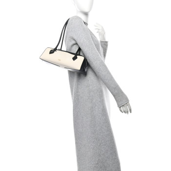 ALAIA Canvas Calfskin Medium Le Teckel Bag Ecru ALAIA Canvas Calfskin Medium Le Teckel Bag Ecru