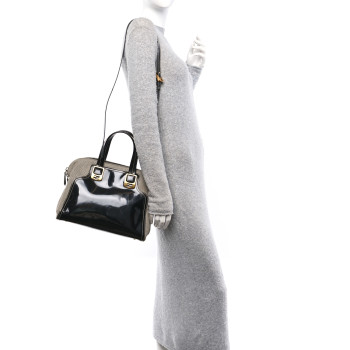 FENDI Patent Canvas Small Chameleon Tote Black