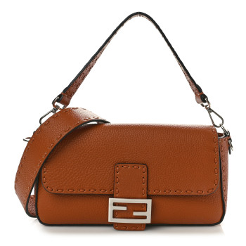 FENDI Cuoio Roma Sellerissima Nappa Sintetica Tape Stitch Baguette Brandy