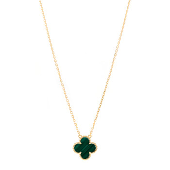 VAN CLEEF & ARPELS 18K Yellow Gold Malachite Vintage Alhambra Pendant Necklace