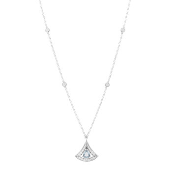 BULGARI 18K White Gold Diamond Aquamarine Divissima Necklace BULGARI 18K White Gold Diamond Aquamarine Divissima Necklace