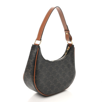 CELINE Triomphe Canvas Calfskin Ava Shoulder Bag Tan