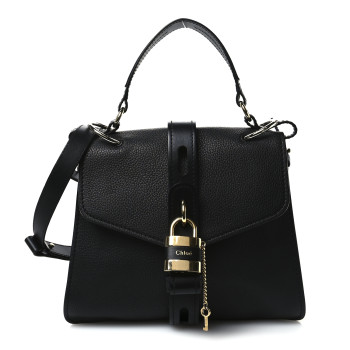 CHLOE Grained Calfskin Medium Aby Day Shoulder Bag Black