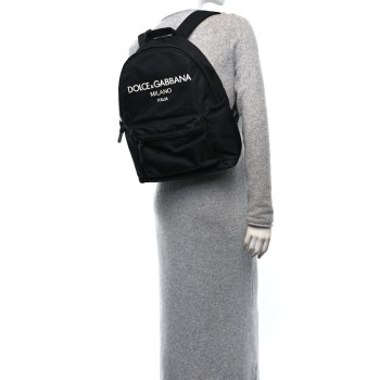 DOLCE & GABBANA Nylon Logo Childrens Backpack Black
