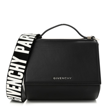 GIVENCHY Calfskin Mini Pandora Box Logo Strap Crossbody Bag Black