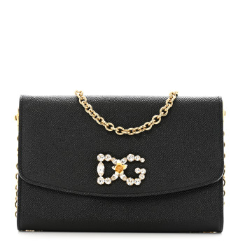 DOLCE & GABBANA Dauphine Crystal Wallet On Chain Black