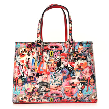 CHRISTIAN LOUBOUTIN Patent Calfskin Small Oh Xtian Cabata Tote Red