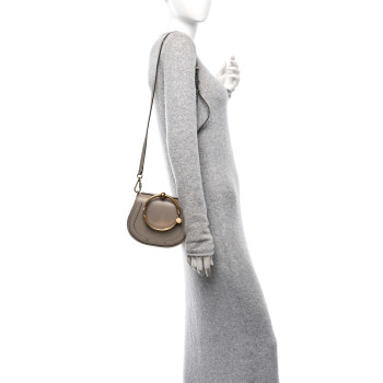 CHLOE Calfskin Suede Small Nile Bracelet Bag Motty Grey