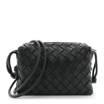 BOTTEGA VENETA Nappa Intrecciato Mini Loop Camera Bag Black