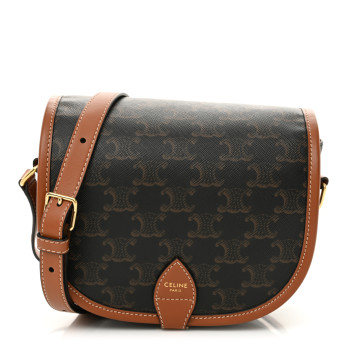 CELINE Triomphe Canvas Medium Folco Bag Tan