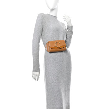 CHLOE Calfskin Suede C Belt Bag Tan