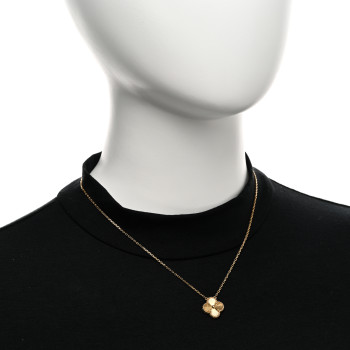 VAN CLEEF & ARPELS 18K Yellow Gold Guilloche Vintage Alhambra Pendant Necklace