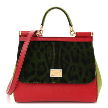 DOLCE & GABBANA DOLCE GABBANA Calf Hair Leopard Print Miss Sicily Satchel Multicolor