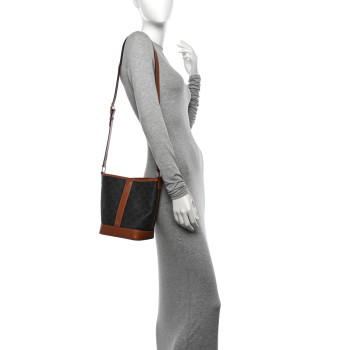 CELINE Triomphe Canvas Calfskin Small Bucket Bag Tan