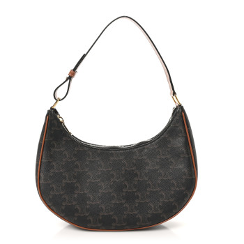 CELINE Triomphe Canvas Calfskin Ava Shoulder Bag Tan