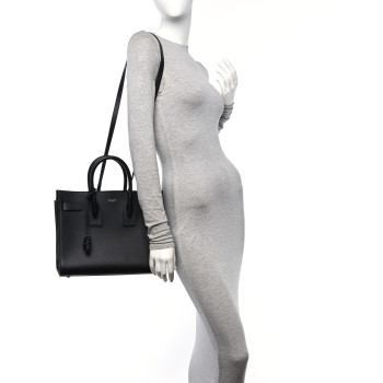 SAINT LAURENT Grained Calfskin Small Sac De Jour Black