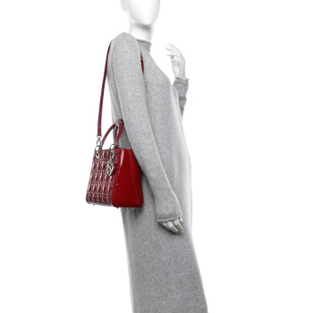 CHRISTIAN DIOR Patent Cannage Medium Lady Dior Red CHRISTIAN DIOR Patent Cannage Medium Lady Dior Red