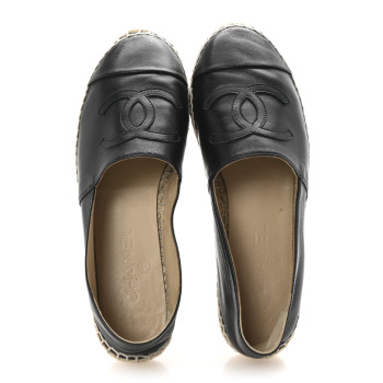 CHANEL Lambskin CC Espadrilles 39 Black
