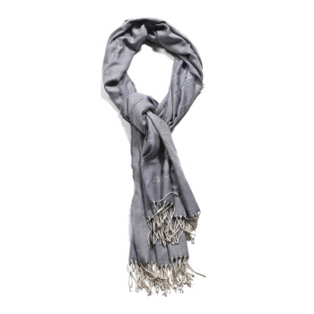 CHANEL Cashmere Silk CC Diamond Fringe Scarf Blue
