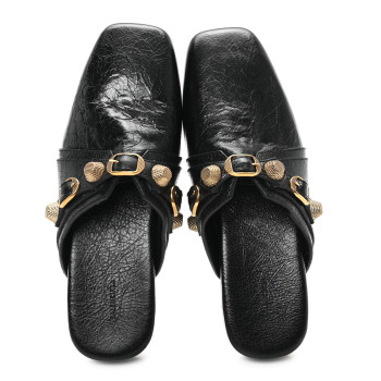 BALENCIAGA Agneau Arena Cagole Cosy Mules 37.5 Black
