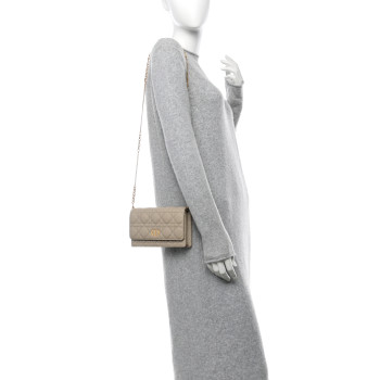 CHRISTIAN DIOR Supple Calfskin Caro Pouch with Chain Sand CHRISTIAN DIOR Supple Calfskin Caro Pouch with Chain Sand