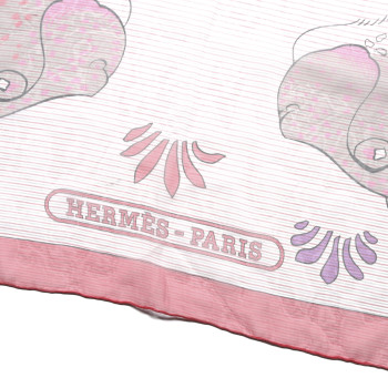 HERMES Silk Les Leopards Shawl 140 Orange Rose Violin