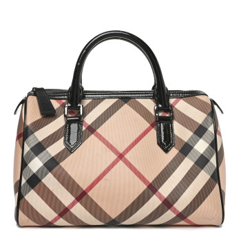 BURBERRY Nova Check Patent Small Chester Bowling Bag Black