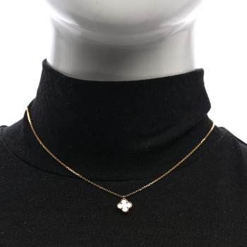 VAN CLEEF & ARPELS 18K Yellow Gold Mother of Pearl Sweet Alhambra Pendant Necklace