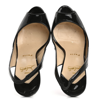 CHRISTIAN LOUBOUTIN Patent Flo Sling 120 Pumps 37 Black