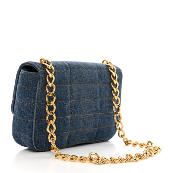 CELINE Denim Matelasse Chain Shoulder Bag Blue
