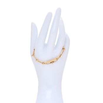 HERMES 18K Yellow Gold Diamond Pave PM Kelly Chaine Bracelet ST