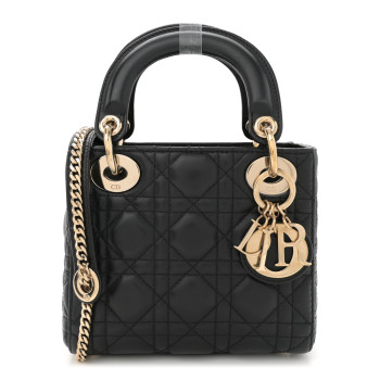 CHRISTIAN DIOR Lambskin Cannage Mini Lady Dior Black CHRISTIAN DIOR Lambskin Cannage Mini Lady Dior Black