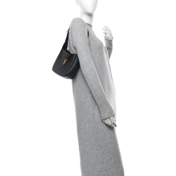 SAINT LAURENT Calfskin Baby Le 5 A 7 Supple Hobo Black