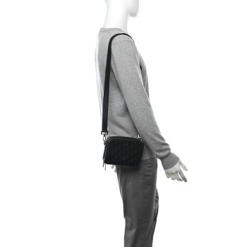 CHRISTIAN DIOR Oblique Zipped With Strap Pouch Black CHRISTIAN DIOR Oblique Zipped With Strap Pouch Black