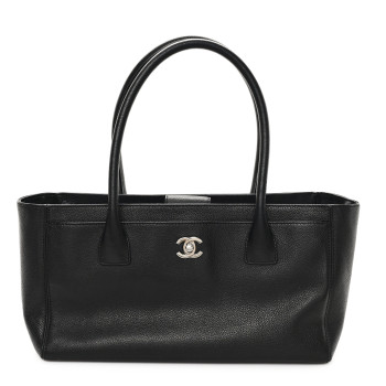 CHANEL Calfskin Small Cerf Executive Shopper Tote Black