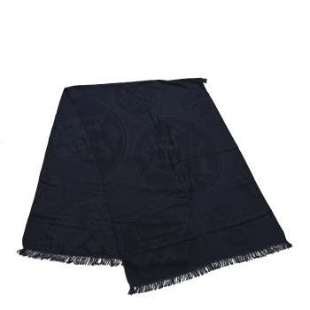HERMES Cashmere Silk New Libris Stole Bleu De Chine