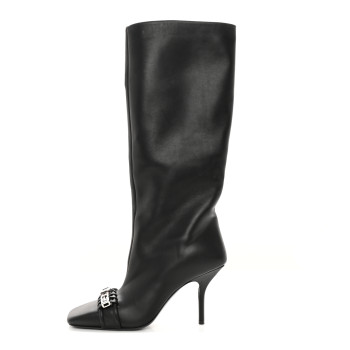 GIVENCHY Smooth Calfskin 4G Square Toe Boots 36 Black