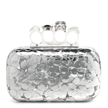 ALEXANDER MCQUEEN Plexi Mirror Sequin Skull Four Ring Clutch Silver ALEXANDER MCQUEEN Plexi Mirror Sequin Skull Four Ring Clutch Silver