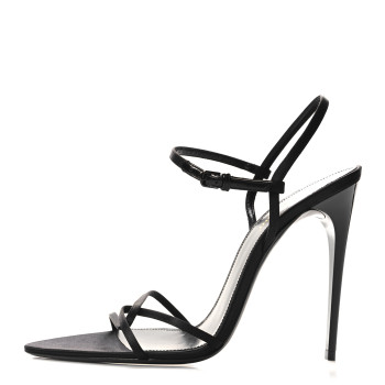SAINT LAURENT Crepe Satin Clara 110 Ankle Strap Sandals 40 Black