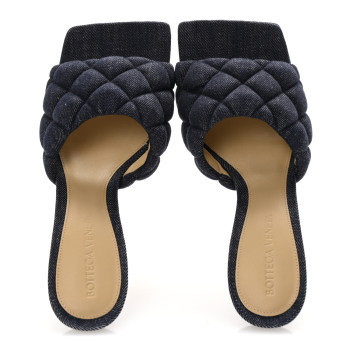 BOTTEGA VENETA Denim Matelasse Padded Mule Sandals 36 Indigo