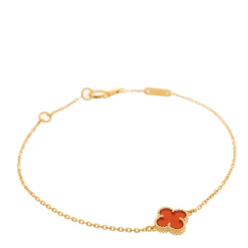 VAN CLEEF & ARPELS 18K Rose Gold Carnelian Sweet Alhambra Bracelet