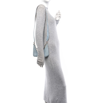 GIVENCHY Denim Mini Moon Cut Out Shoulder Bag Blue