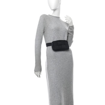 BOTTEGA VENETA Nylon Intrecciato Padded Tech Mini Cassette Belt Bag Black