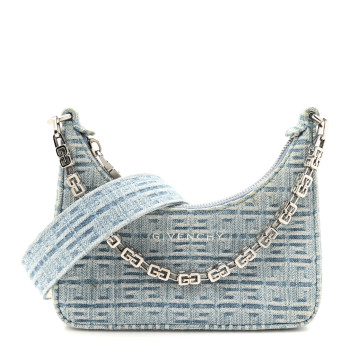 GIVENCHY Denim Mini Moon Cut Out Shoulder Bag Blue