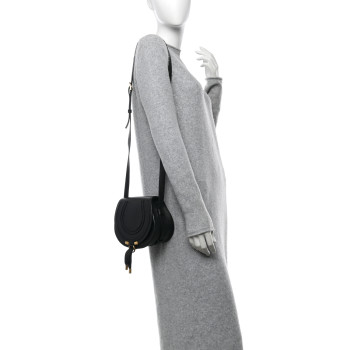 CHLOE Grained Calfskin Small Marcie Saddle Bag Black