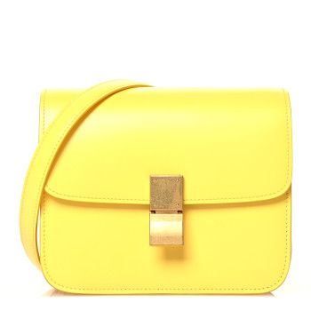 CELINE Box Calfskin Teen Classic Box Flap Bag Yellow