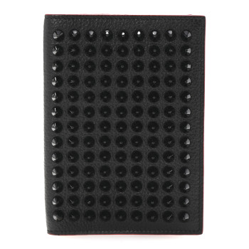 CHRISTIAN LOUBOUTIN Calfskin Studded Loubipass Passport Holder Black