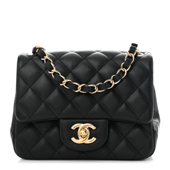 CHANEL Lambskin Quilted Mini Square Flap Black