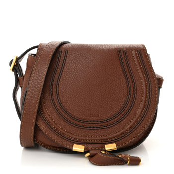CHLOE Calfskin Small Marcie Round Crossbody Bag Caramel