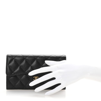 CHANEL Caviar Quilted Large Flap Wallet Black